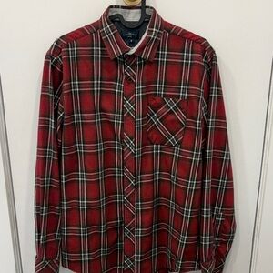 Red Plaid Button-Down Shirt with Chest Pocket - Casual Men's Style